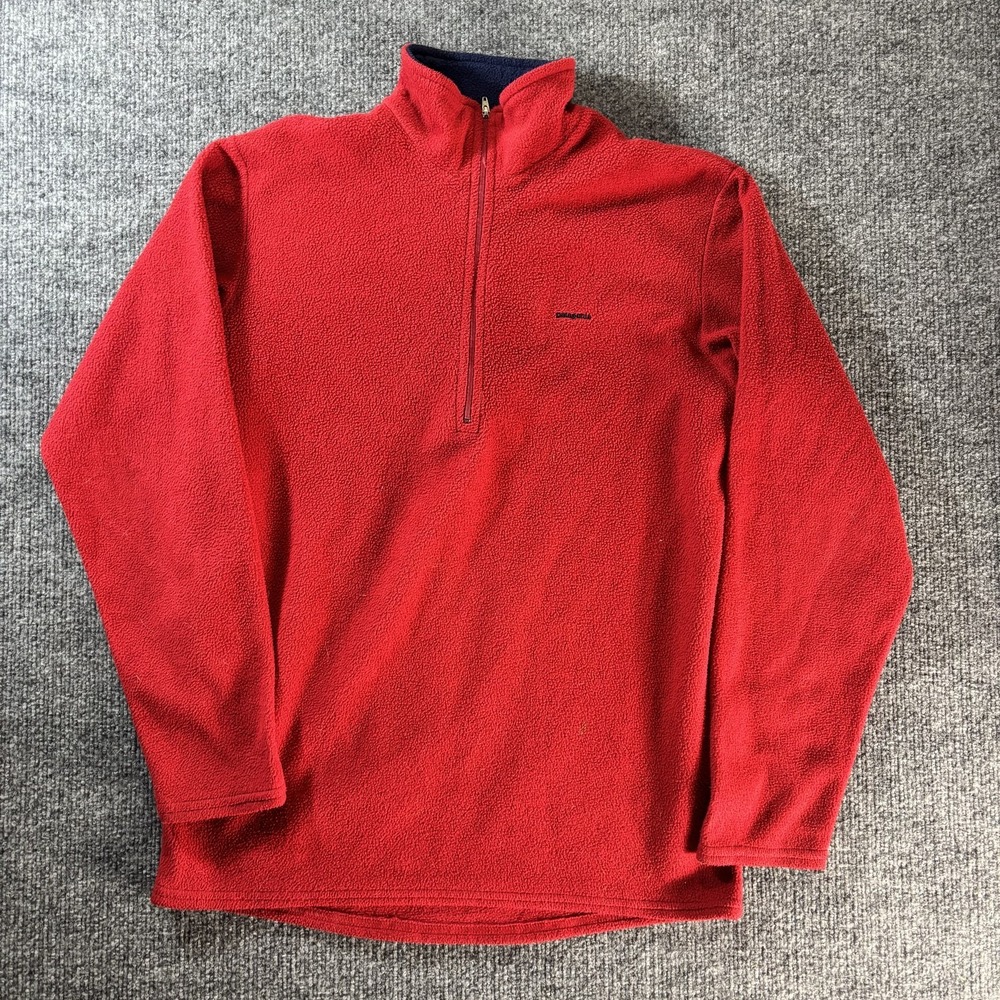 Vintage Patagonia Fleece Pullover Mens Small Red‎ Capilene 1/4 Zip USA 90s